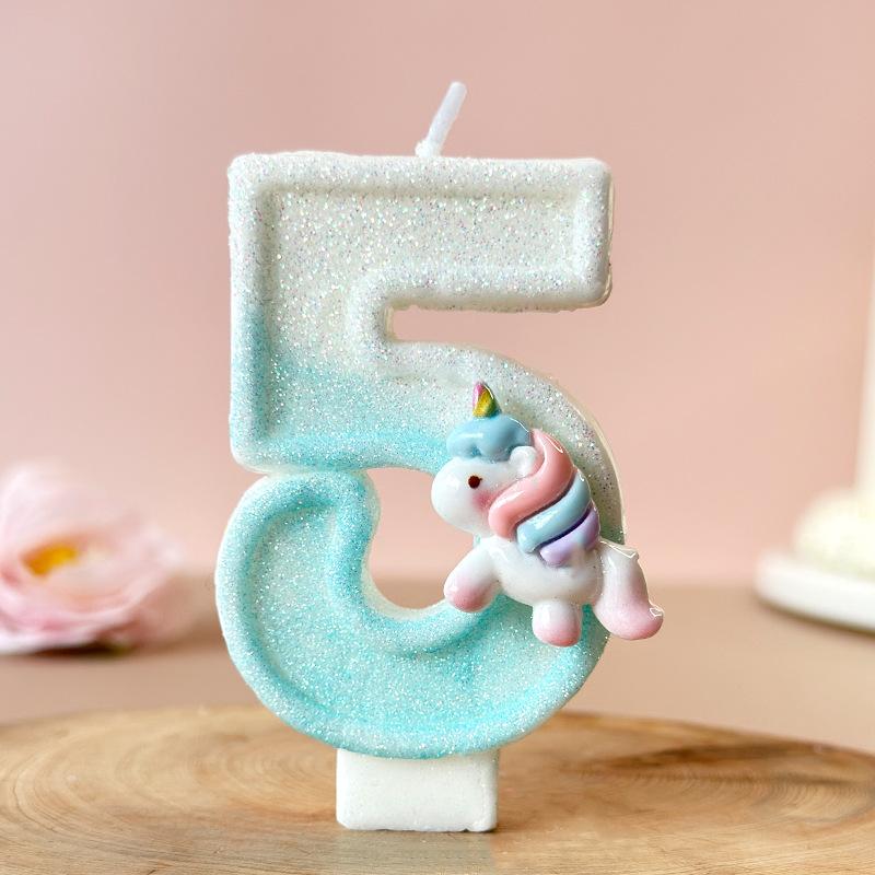 Cute Unicorn Digital Candle Birthday Candle Party Festival Cake Decoration Atmosphere Props