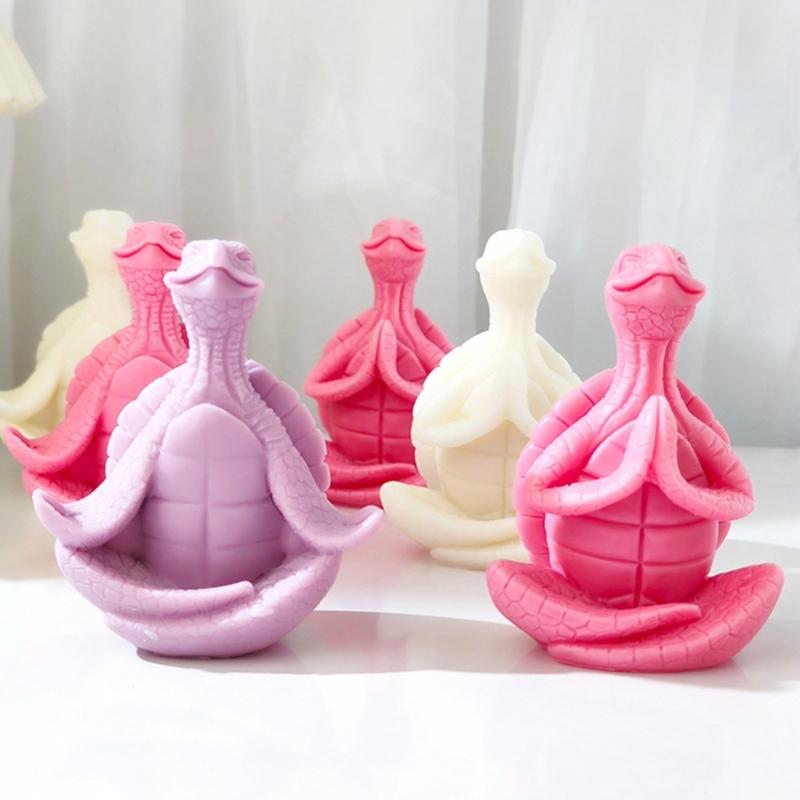 Flexible Silicone Mold Yoga Turtles Shaped Candle Molds Scented Aromatherapys Making Mould Handmade Ornament Mould