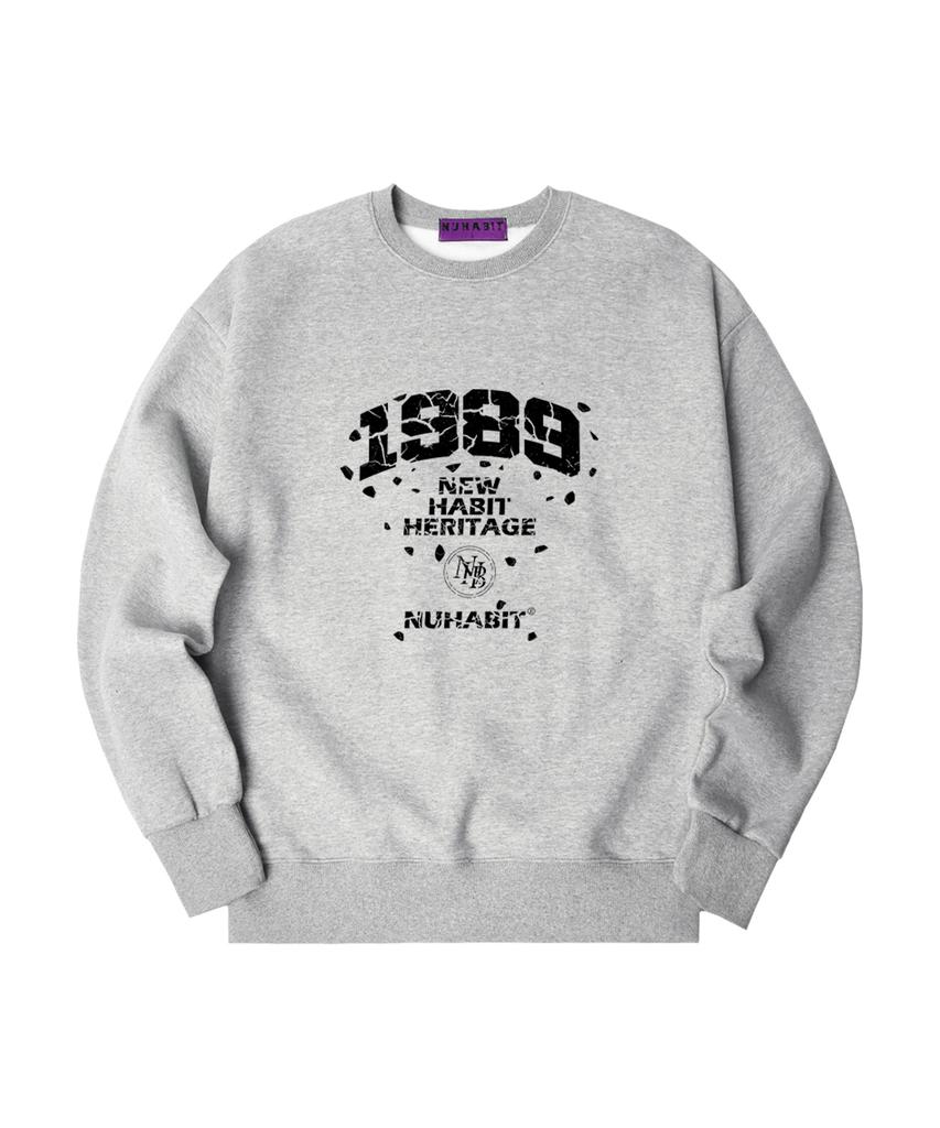 NUHABIT N/H Crack Nhh Logo Oversized Fleece-Lined Sweatshirt_Gray (Som4-4Nh1206)