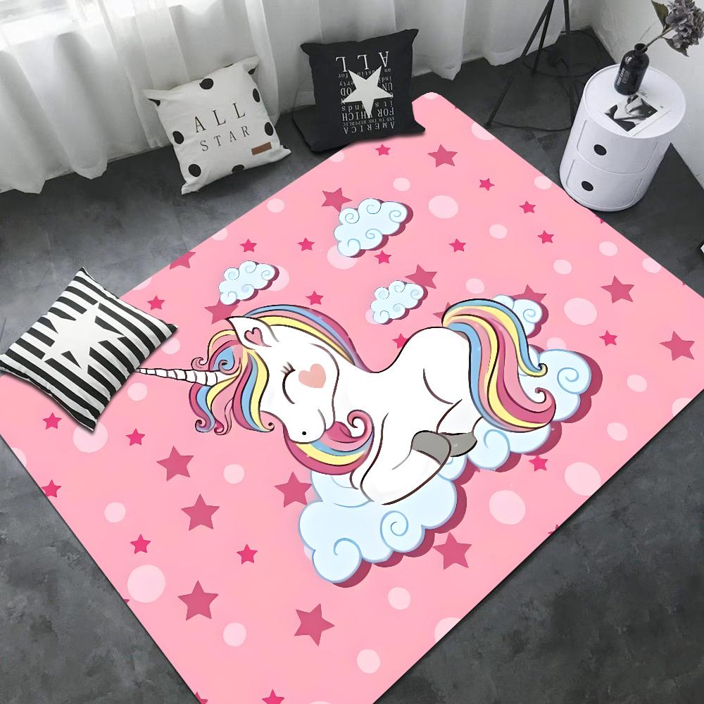 Cartoon Unicorn Animal Bathroom Mat Kids Room Bedroom Decoration Balcony Anti-Slip Doormat Living Room Bedside Area Rugs