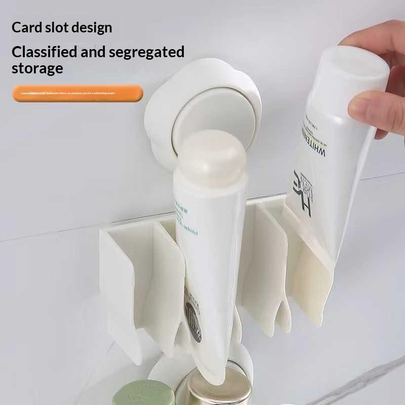 Wall Mounted Suction Cup Hand Cream Storage Rack Multiple Compartment Cosmetics Sorting Box Facial Cleanser Holder Organizer