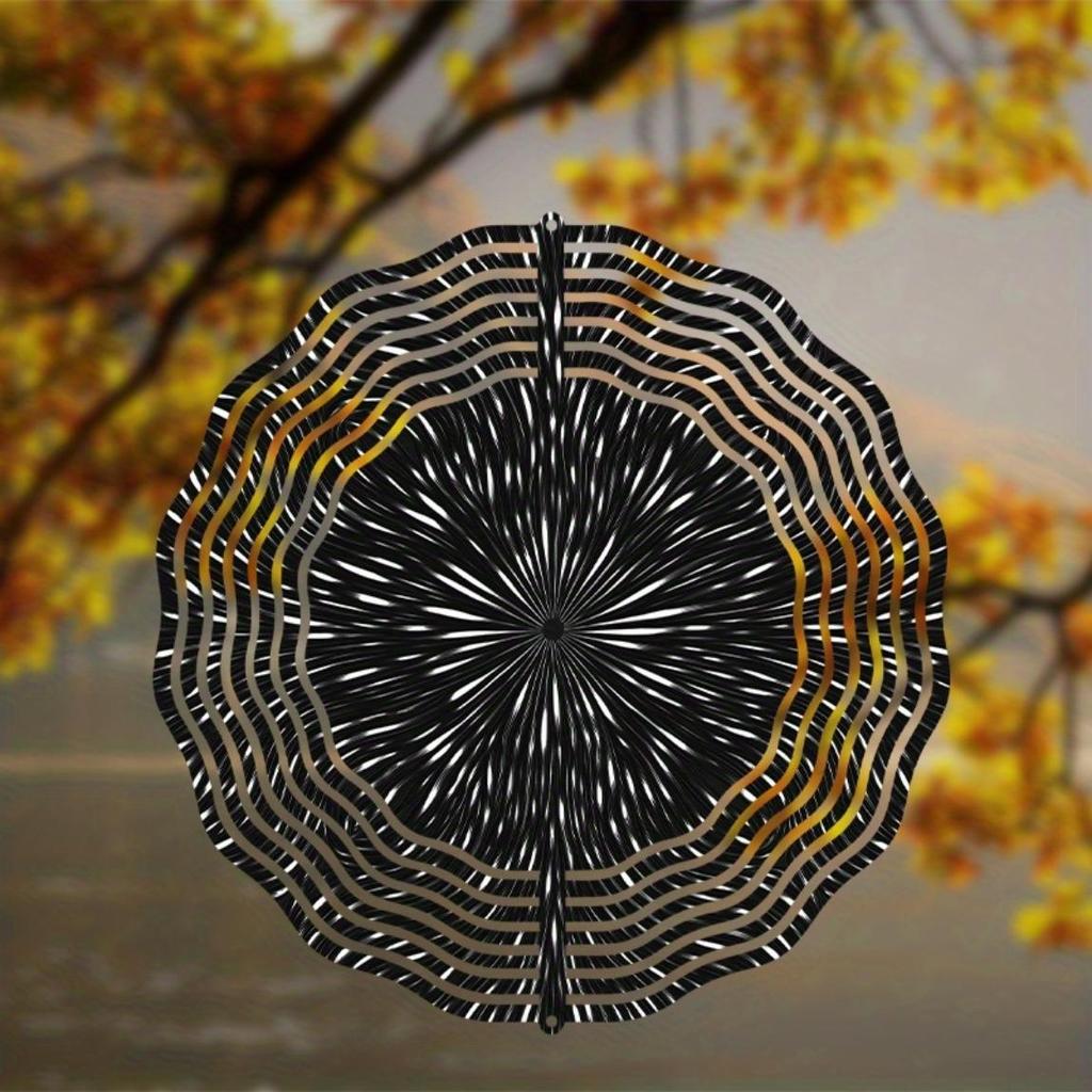 10 Inch Hanging Wind Chime with Black White Starry Sky Pattern Unique Garden Balcony Decor for Spring Summer Rotating Hook Artistic Design Gift