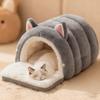 Semi-Enclosed Cat Sleeping Bed Cold Weather Cat Warming Dome Bed Winter Warm Shelter for Bedroom Balcony Animal Kittens