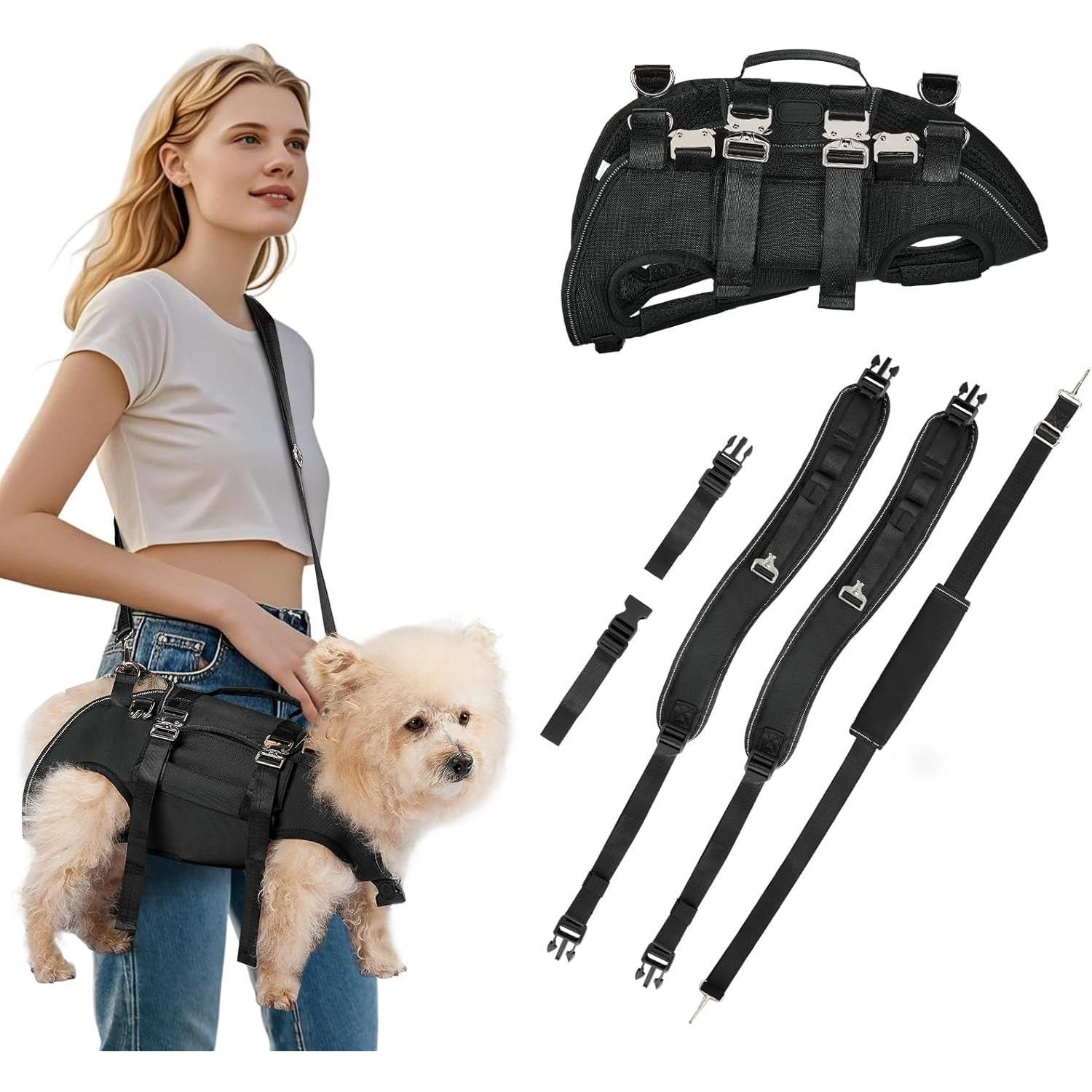 

ATUBAN Dog Lift Harness,Outdoor 2-21Kg Dog s Lift Sling Carrier,Adjustable Emergency Dogs Carrying Harness for Spine Protection S-2-3.5KG чёрный