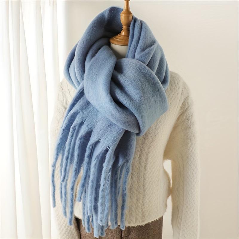 Korean Style Thickened Solid Color Scarf for Women, Autumn/Winter 2025 - Versatile, Warm Shawl for Students