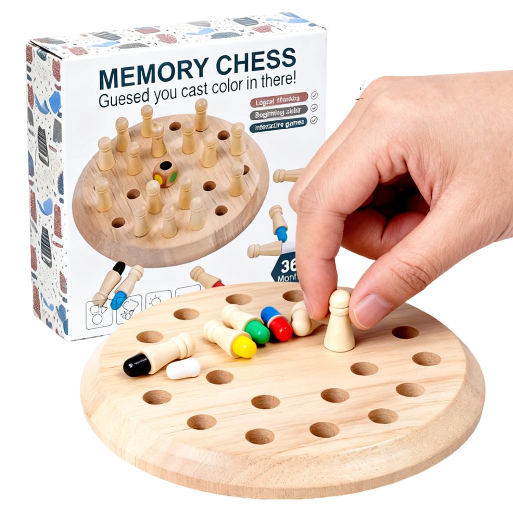 Montessori Kinder Holz Früherziehung Puzzle Memory Schach Spielzeug, Konzentration Eltern-Kind-Interaktion Spaß Spiel Schach