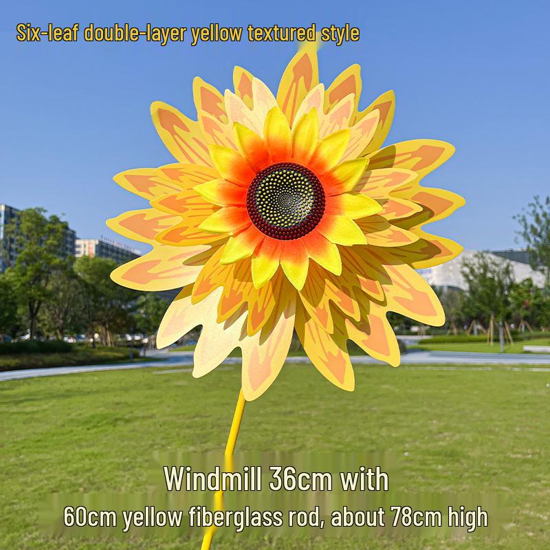 Children's Double-Layer Rotating Sunflower Pinwheel Outdoor Decoration