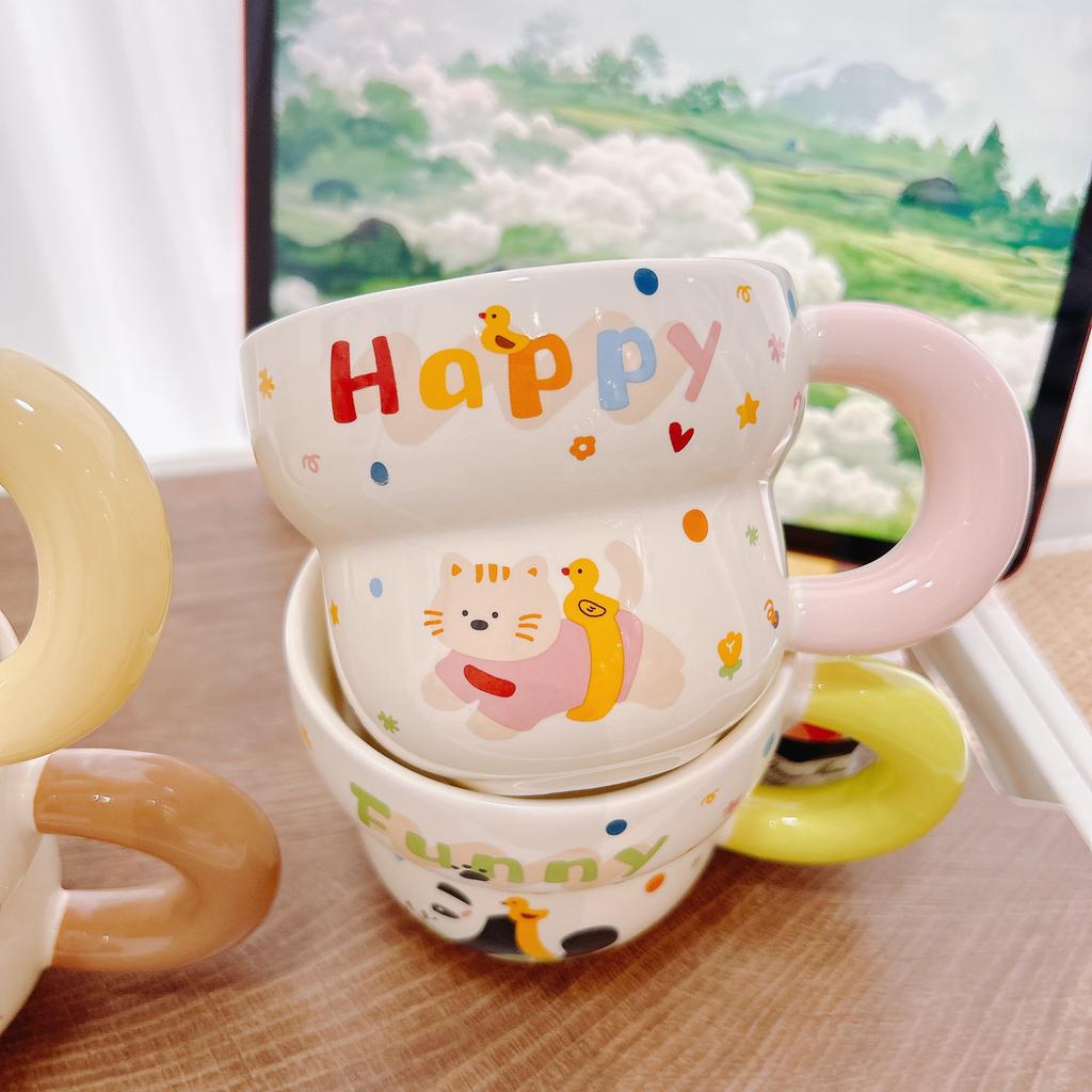 Cute Cartoon Milk Cup Couple Home Breakfast Coffee Cup Breakfast Mug Mug Ceramic Cup Souvenir