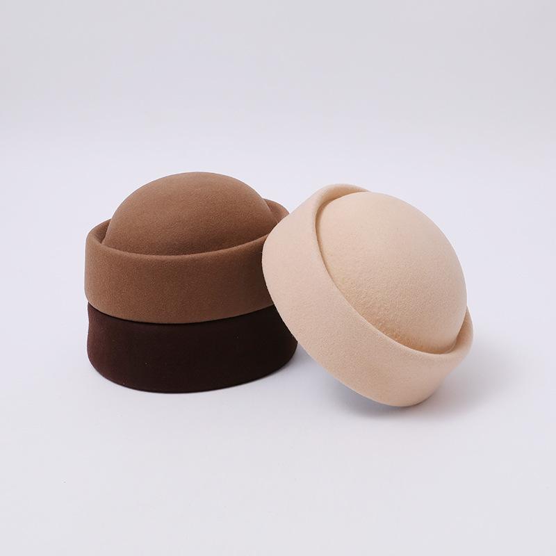 Cappello a scatola medica francese retrò in lana Hepburn autunno e inverno berretto letterario da ricchi vecchi cappello da hostess cappello a cilindro europeo e americano