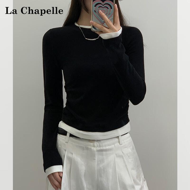 La Chapelle Women's Faux Two-Piece Long Sleeve Base Shirt