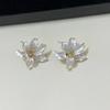 Drip Oil Flower Earrings Pleated Ear Accessories Fashion Flower Stud Earrings  Wedding