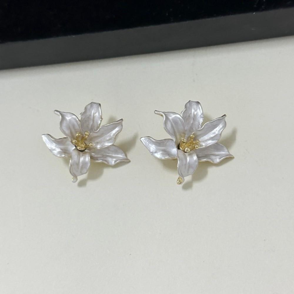 Drip Oil Flower Earrings Pleated Ear Accessories Fashion Flower Stud Earrings  Wedding