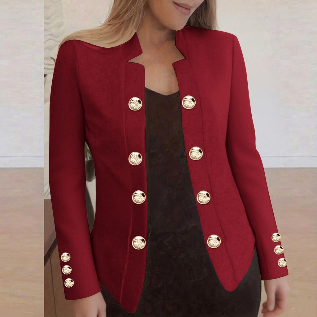 Fashionable Women's Solid Color Casual Long-sleeved Button Cardigan Jacket