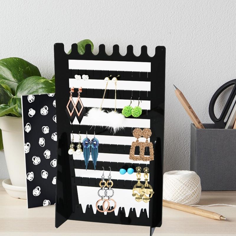 Black Earrings Organizer 7-Layered Ear Stud Necklace Holder Jewelry Display Stands Hanging Jewelry Rack for Necklaces