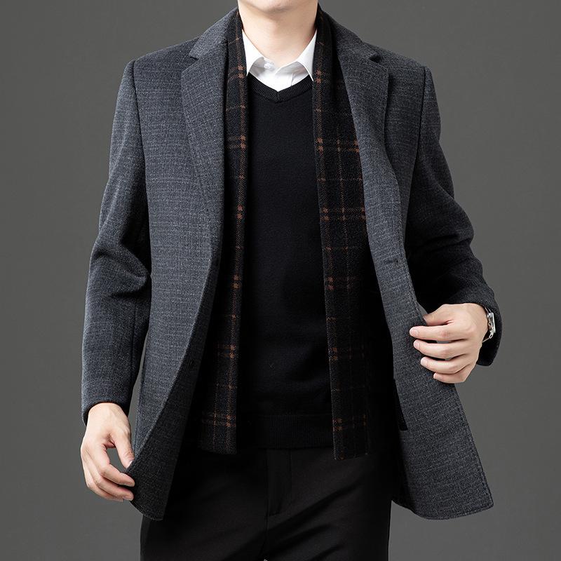 Men's Stylish Double-Sided Cashmere Coat: Modern Lapel Wool Jacket for Young and Middle-Aged