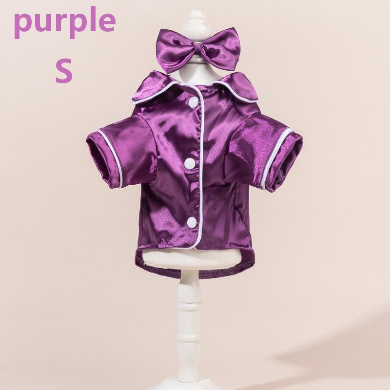 Satin Dog Pajama Set Cute Pet Sleepwear with Matching Bow Headband Soft Outfit for Tiny Puppy Kitten Indoor Wear