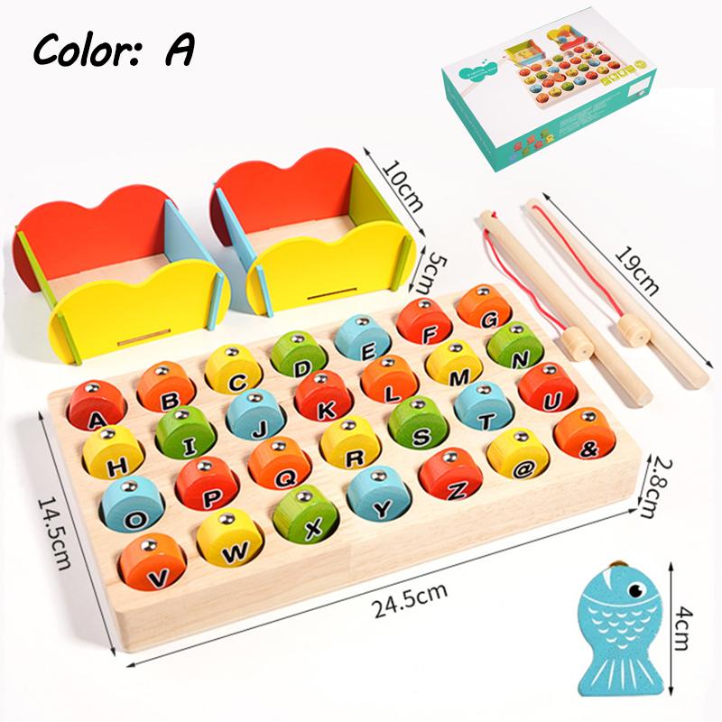Toys Toys Wooden Montessori Magnetic Fishing Learning Alphanumeric Colors Matching Sorting Interactive Game Early Education Kids