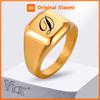 Vnox Anello Sigillo Quadrato Personalizzato per Uomo Donna, Anello con Nome Personalizzato, Banda per Dito Unisex Audace Massiccio Cool, Anello Opaco Regalo