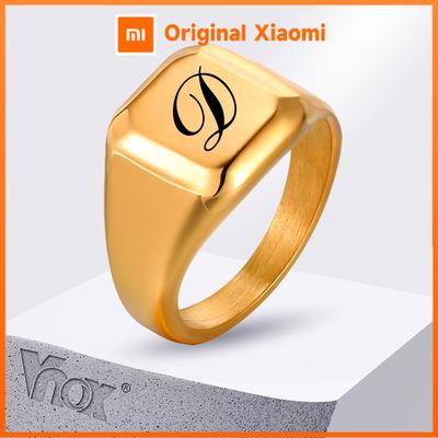 Vnox Personalized Square Top Signet Ring for Men Women, Custom Name Ring, Bold Chunky Cool Unisex Finger Band,Matte Ring Gift
