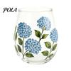 Non-slip Curved Glass Cup, Egg Shape Clear Lead-Free Crystal Enamel Painted Golden Rim Elegant Gilded Vintage Drinking Tumbler, Large Capacity