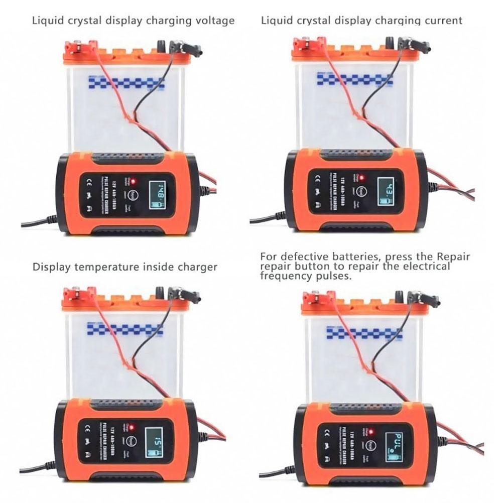 12V Automatic Intelligent Pulse Repair Battery Charger LCD AGM Gel Wet   Acid Battery Charger