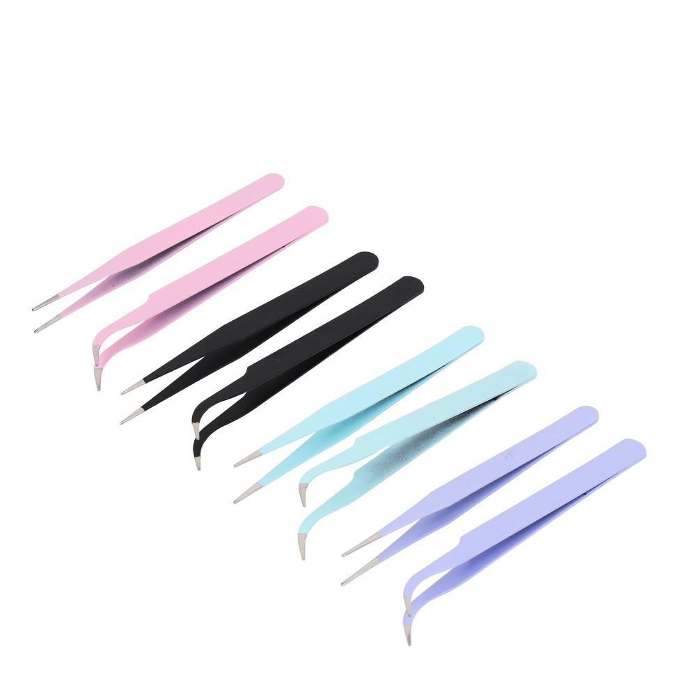 8pcs Protective Cover Tape Tweezer Thickened Handle Precision Tweezers Set Lash Extensions