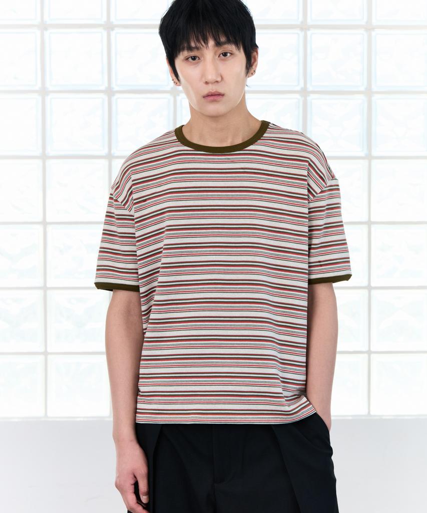 PIARI Multi-Stripe Ringer T-Shirt (Olive)