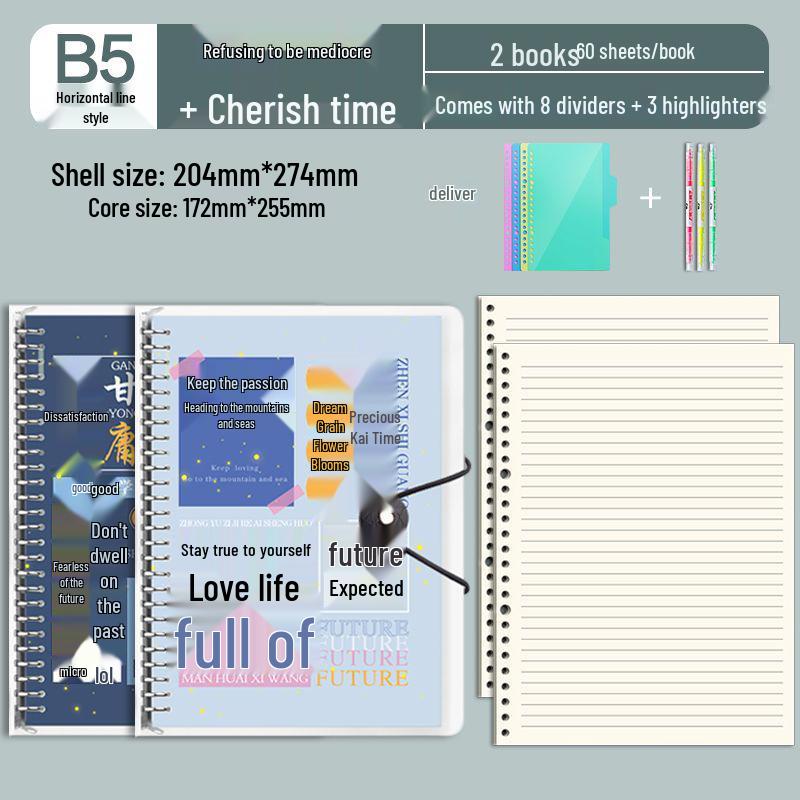 B5 Detachable Coil Ring Binder Thickened Notebook - High Aesthetic Ins Style