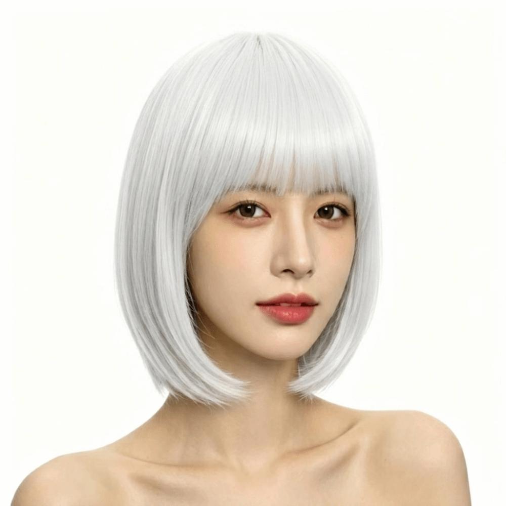 Bunte Lebendige Bob-Perücke Cosplay Kurzes Gerades Bob-Haar für Abschlussfeierlichkeiten