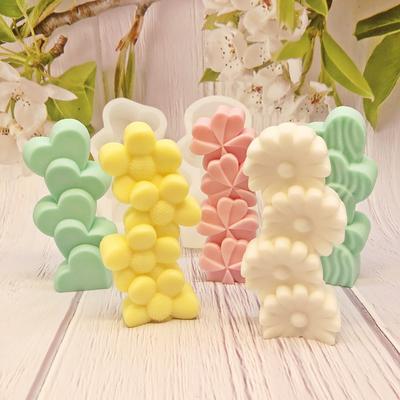 3D-Herz-Blumenform, gestapelte Kerzenform, handgefertigt, DIY-Schokoladenkuchen-Silikonform