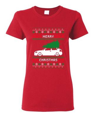 Ladies Merry Christmas Ugly Xmas Car Tree Funny Humor DT T-Shirt Tee Unisex T-Shirt