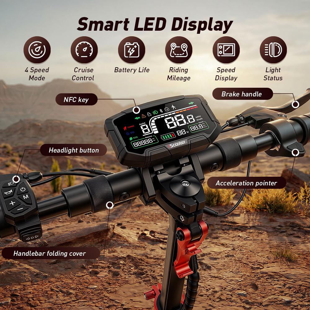 iScooter GX3 Pro Electric Scooter1200W 15.6Ah 11'' Off-Road Tires 25KM/H Max Speed 45KM+ Range Adult Electric Scooters