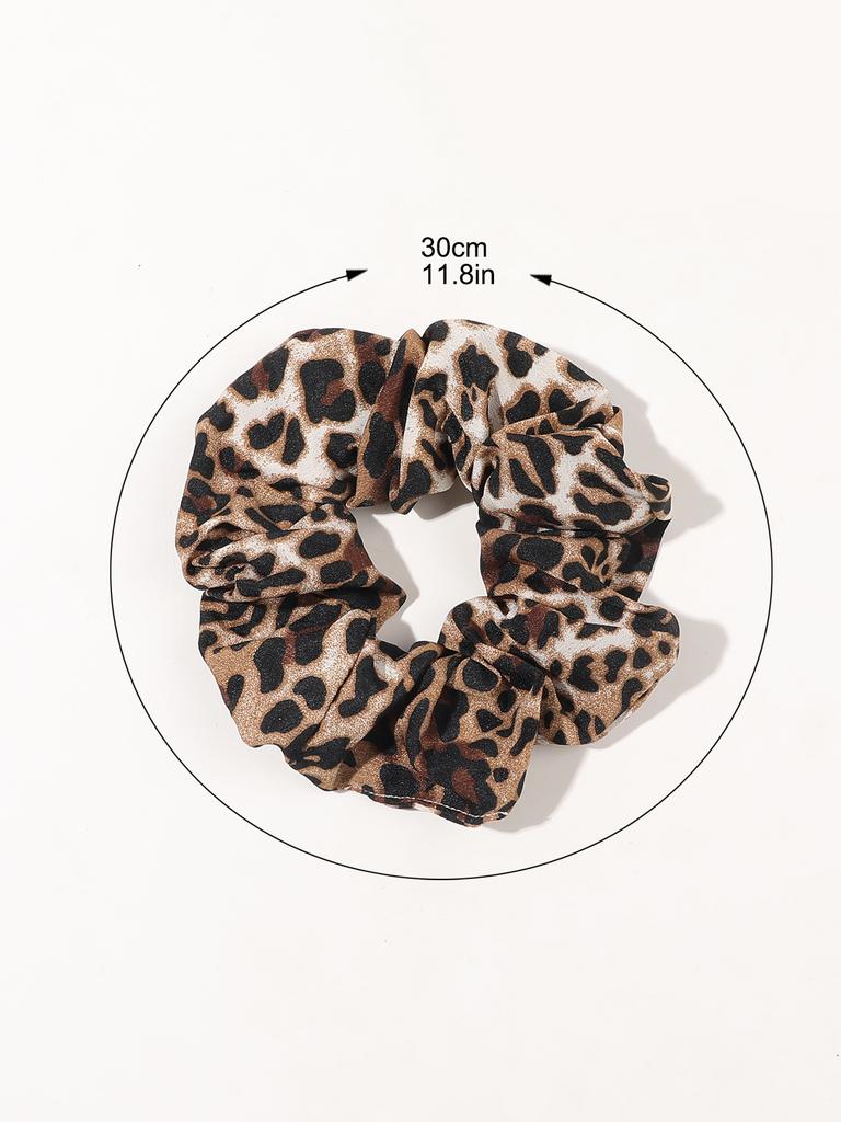 3PCS Leopard Print Hair Accessories Bundle - Ring, Elastic Band, Head Flower, Hair Rope for Women or Girls