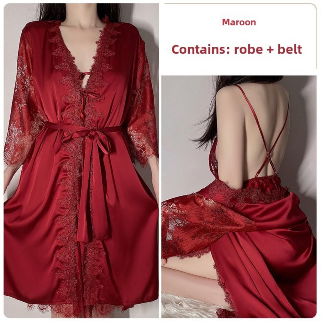 Koszula nocna na ramiączkach Koszula nocna Szlafrok Szlafrok ślubny Szlafrok poranny Damski zestaw wypoczynkowy