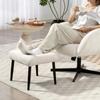 Sitzhocker Hocker mit weichem Sitzkissen Stahlbeinen Fußhocker mit Chenille-Stoff, 45 x 41 x 38 cm, Cremeweiß