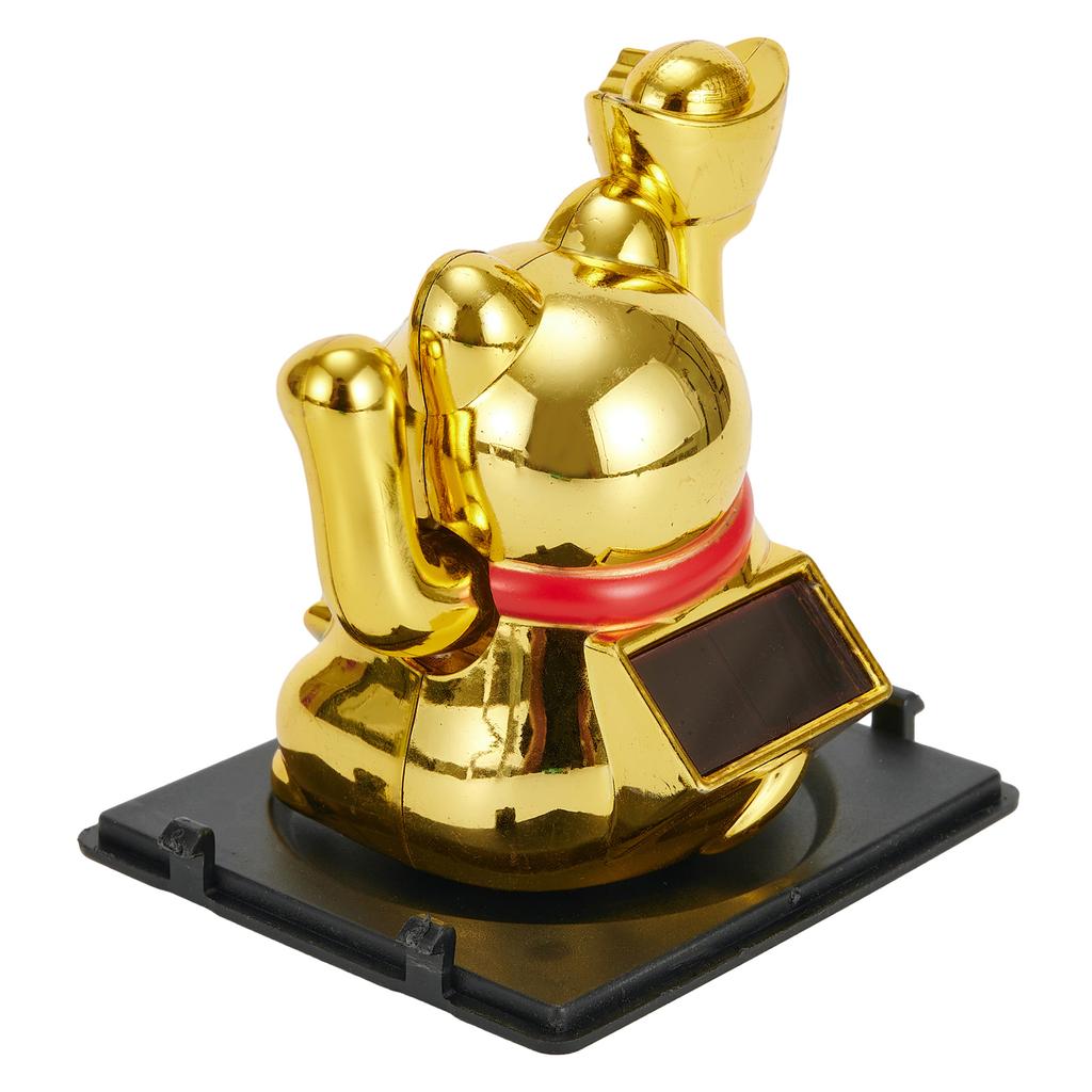 Chat Maneki Neko Porte-Bonheur à Énergie Solaire 2 Pouces Chat Porte-Bonheur Solaire Automatique Agitant Ornement de Voiture Caissier Boutique Chat Feng Shui