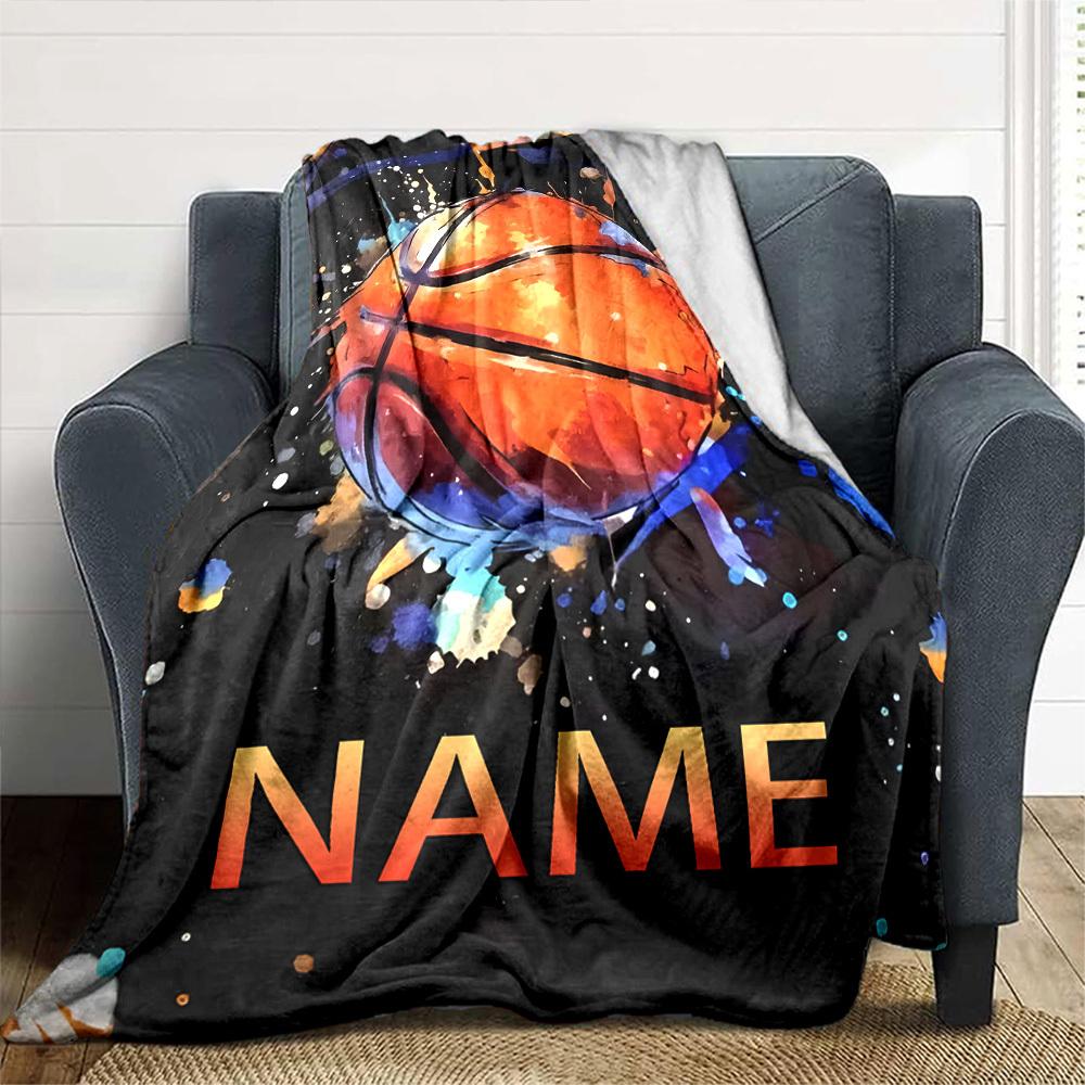 Basketball Splatter Art With Vibrant Colors And A Bold Design Throw Personalized Blanket Personalized Name Soft Warm Cozy Versatile For Sofa Couch