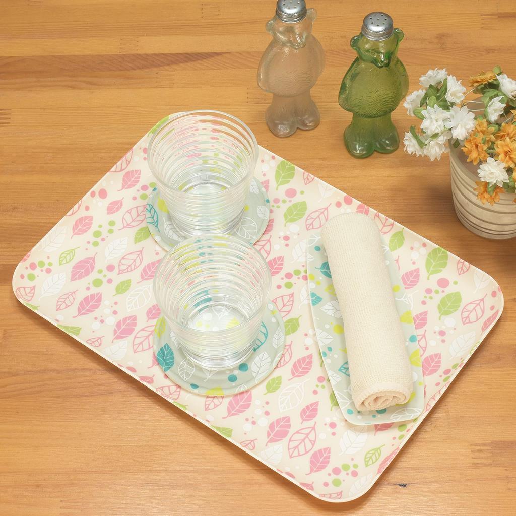 TATSU-CRAFT Yuzen Washi Coaster, Four Seasons Winter Leaf Design, Gray, Dishwasher Safe, Stylish Plastic, Japanese Modern Design, Yuzen, Washi,