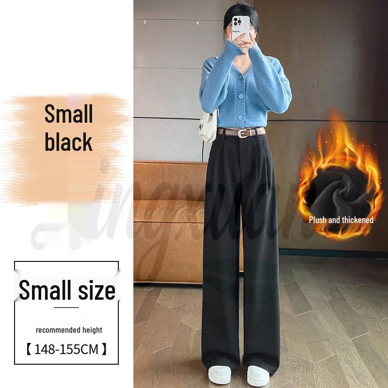 2026 Autumn/Winter Velvet High-Waisted Woolen Wide-Leg Floor-Length Pants for Women