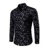 Men Shirt Leaf Print Single-breasted Streetwear Slim-fitting Buttoned Shirt for Spring Summer Autumn Winter