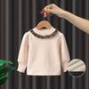 Children's T-Shirts Velvet Warm Top Kids Half High Collar Long Sleeve Base Solid Color Tops Girls T-shirts Clothes Autumn Winter