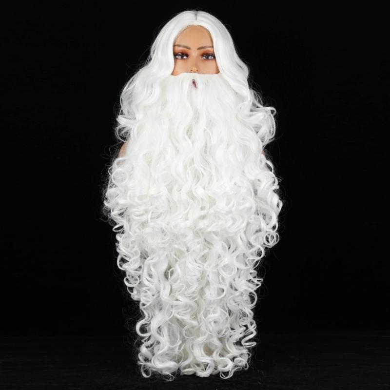 Santa Fancy Dress Costume Santa Clauses Wig and Beard Set for Cosplay Christmas