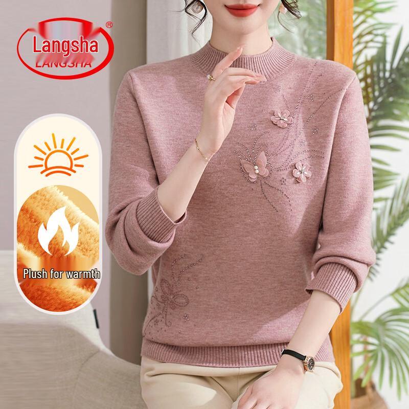 Langsha Women's Thermal Fleece-Lined Knit Pullover
