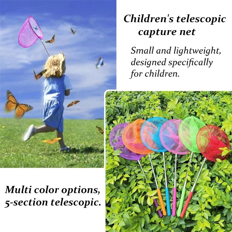 Stainless Steel Retractable Fishing Net Insect Butterfly Dragonfly Net Outdoor Portable Fishing Net Children Fun Game Toys
