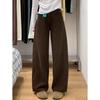 Women's Retro Coffee Curved Leg High-Waist Wide-Leg Jeans - Loose Fit, Slimming, Versatile, Perfect for Spring & Autumn