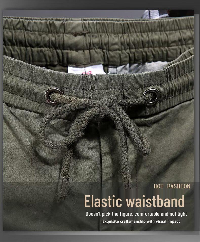 Men's Tactical Cargo Jogger Pants - Military Green, Outdoor Casual for Spring & Autumn Hiking