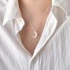Moon Necklace for Silver Sterling Silver Crescent Moon Clavicle Popular Day Gift [Rockyu] Women, & Gold, 925, Zirconia, Pendant, Cute, Chain,
