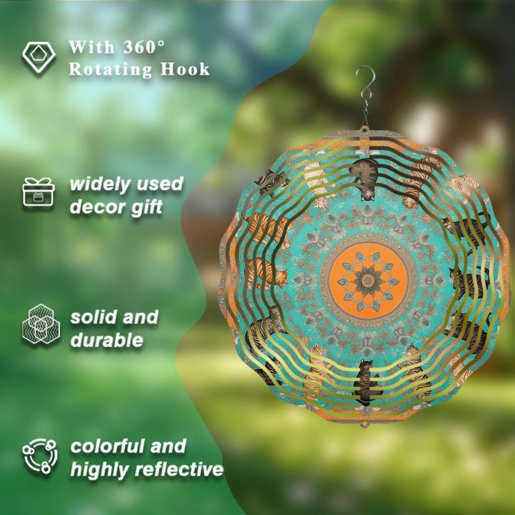 10 Inch Hanging Wind Chime Rotating Art Decor with 360 Hook for Courtyard Balcony Garden Spring Summer Outdoor Gift for Friends