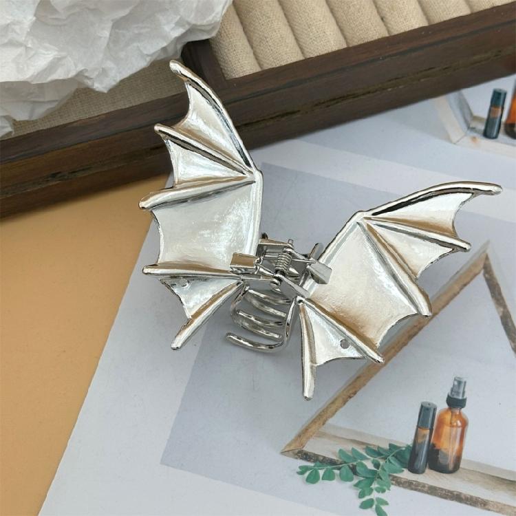 Punk Bat Shape Design Hair Clip Large Metal Hair Claw Halloween Costume Event Hairstyle Accessory Women Party Headwear