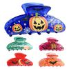 Hair Claw for Women, Halloween Themed Hair Clip with Pumpkins Bats Skeletons Prints, Transparent Acrylic Shark Hair Claw, Comfortable Fit Hair